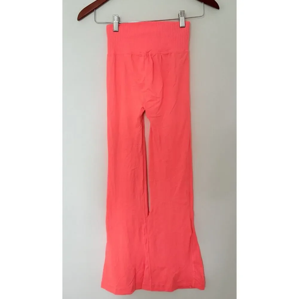 Free People Coral Pink Flare Leggings